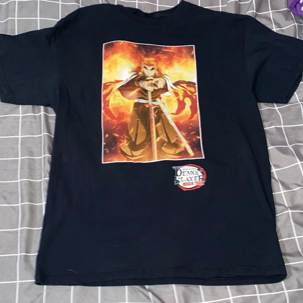 Black Demon Slayer t shirt Rengoku
